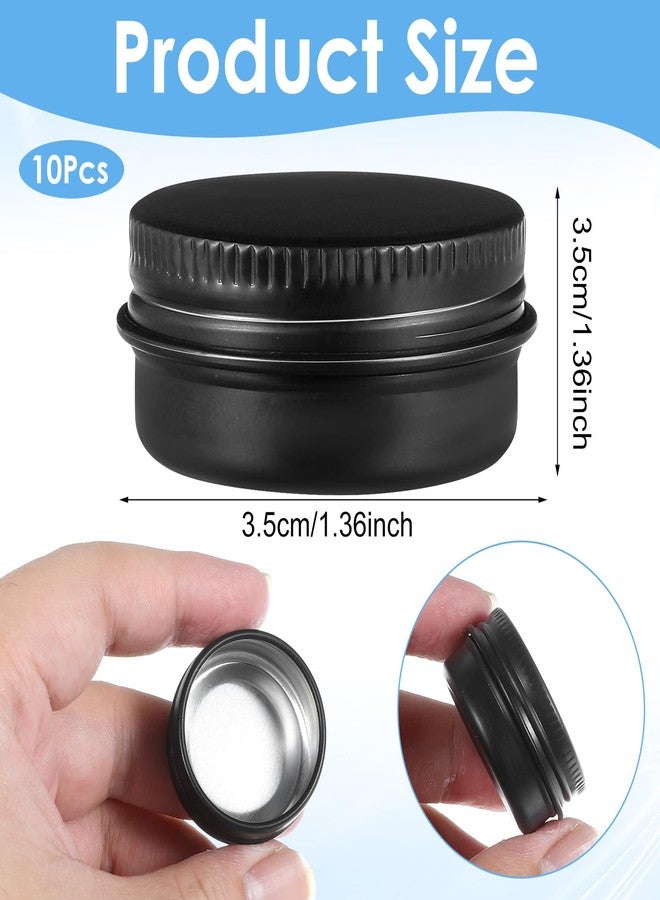 ElevateTech Metal Pill Organizer Box, 10 Pcs Portable Pill Case Travel Aluminum Alloy Pills Container Box for Purse Daily Medicines Storage Boxes Round Aluminum Tin Jars Containers, 10 mL, Black - Image 2